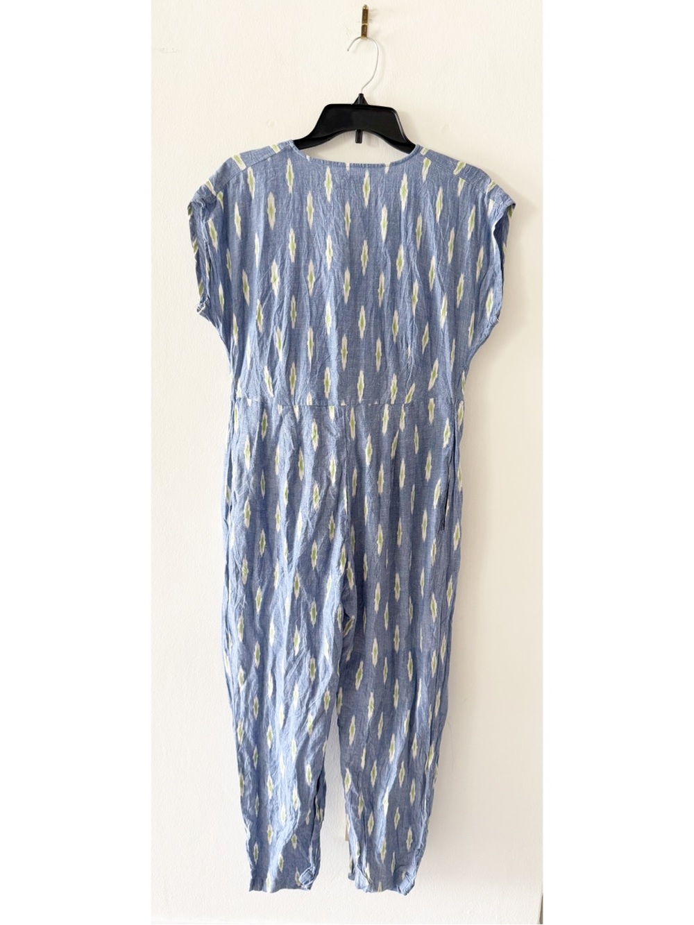 Rujuta Sheth Venus Wrap Oversized Cotton Blue Ikat Tie Front Jumpsuit Size XS - Picture 5 of 9